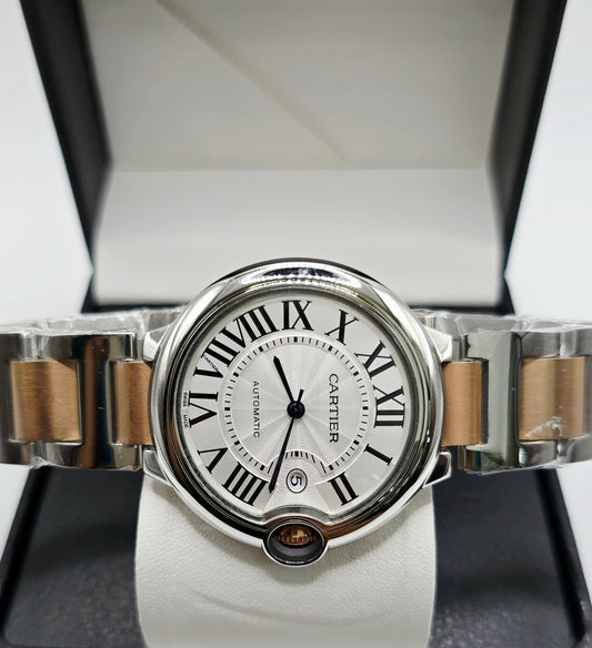 Cartier-Ballon Bleu 33 mm bicolor (acero y oro rosa, brazalete dos tonos)